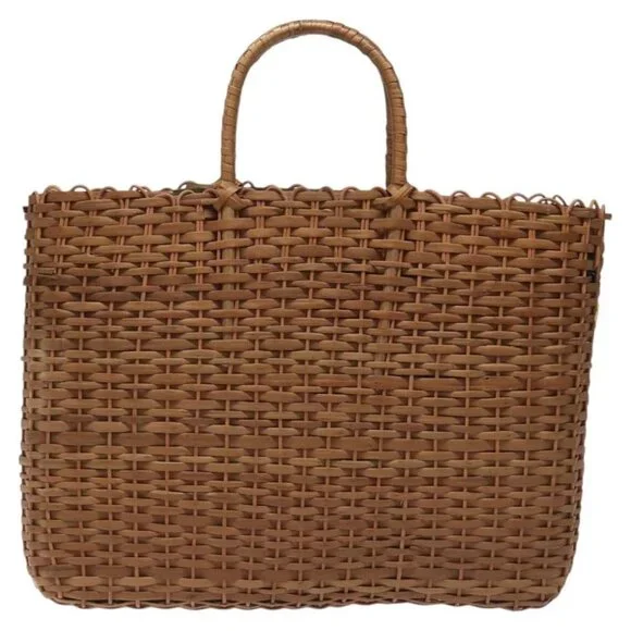 FENDI Straw Hand Bag Raffia Brown Auth mr1096